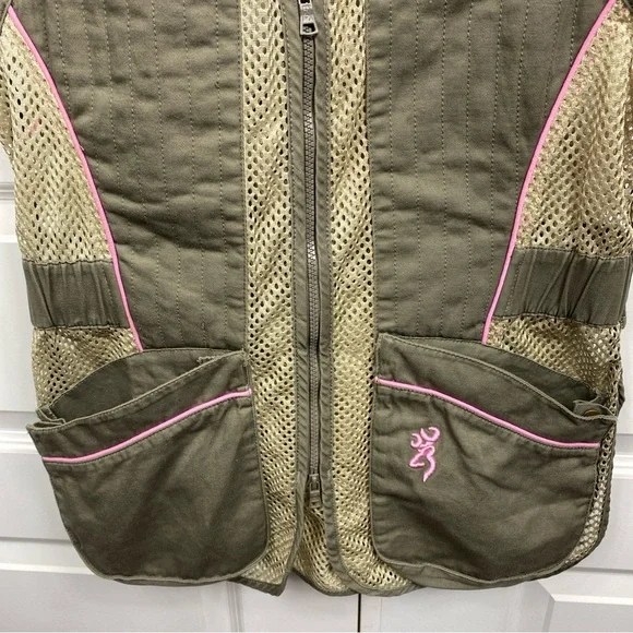 Browning For Her Reactar Shooting Vest Mesh Hunting Brown Pink Adjustable Small - Picture 4 of 7